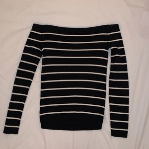 american eagle off the shoulder striped sweater